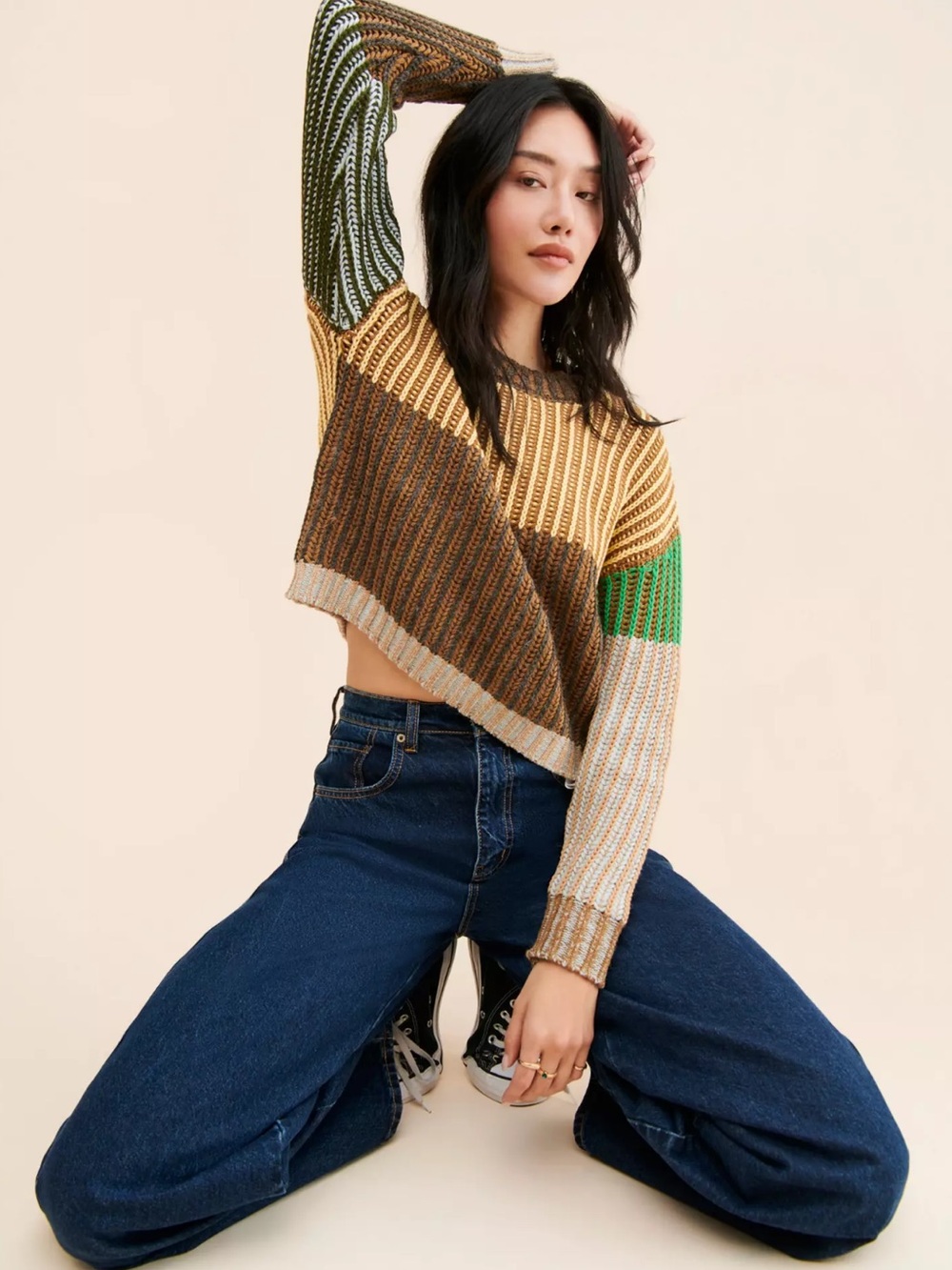 Anthropologie “Moon River Color Block” crew neck pull over sweater